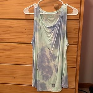 Light blue/green & white tie dye soft & sexy American Eagle tank top size large.